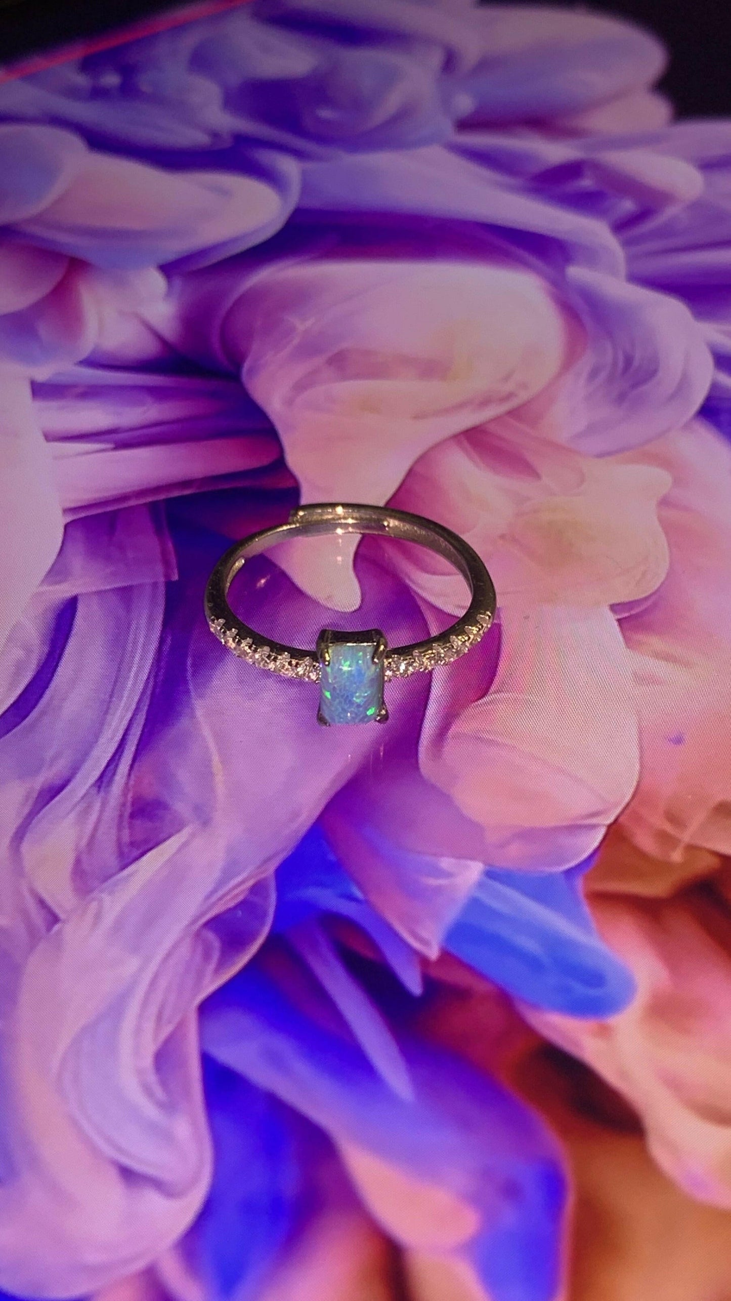 Inel damă reglabil cu piatră Albastru Ciel din Argint 925