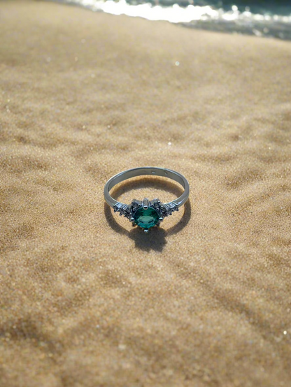 Inel argint 925 cu piatra verde