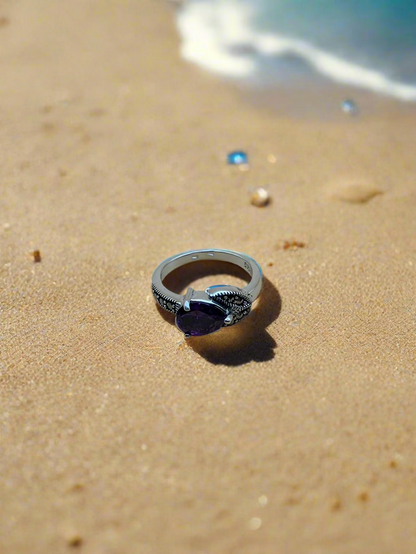 Inel damă din argint 925 cu piatra violet