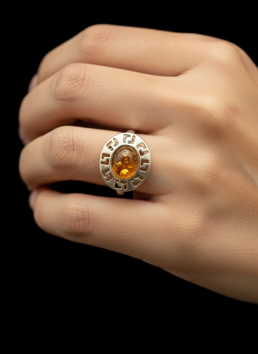 Inel Chihlimbar luminos Italia